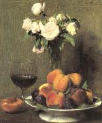 Henri Fantin-Latour Still Life with Roses and Wine  6 France oil painting reproduction